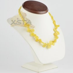 Amber natural necklace polished leaves